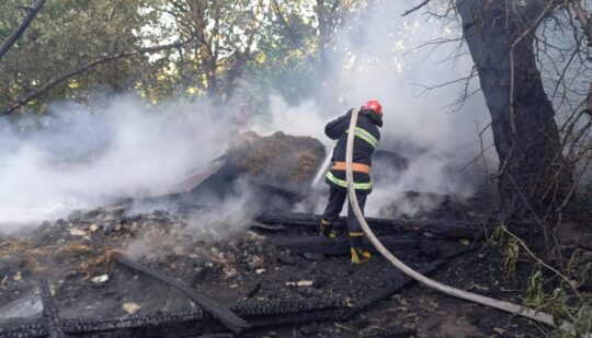 На Рівненщині вщент згоріла будівля, в якій зберігали корми для тварин