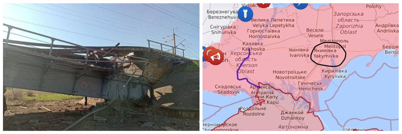 Ви зараз переглядаєте Під Мелітополем знищили міст, яким рашисти доставляли з Криму паливо та зброю