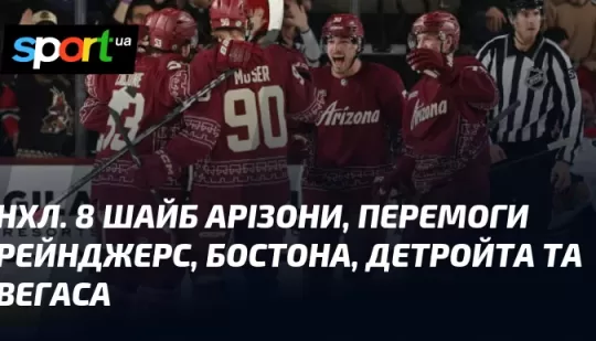 НХЛ. 8 шайб Арізони, перемоги Рейнджерс, Бостона, Детройта та Вегаса