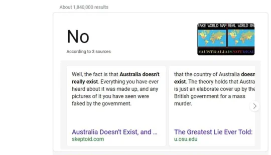 Пошук Microsoft Bing стверджував, що Австралії не існує