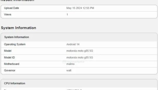 Moto G85 5G з’явився на Geekbench з невідомим процесором
